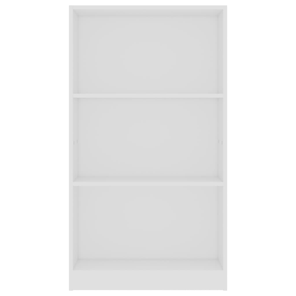 3 szintes fehér szerelt fa könyvszekrény 60 x 24 x 109 cm 