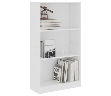 vidaXL 3-Tier Book Cabinet White 60x24x109 cm Engineered Wood