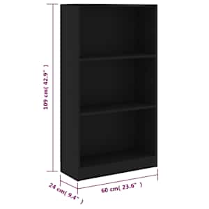 3patrová knihovna černá 60 x 24 x 109 cm kompozitní dřevo - obrázek 6