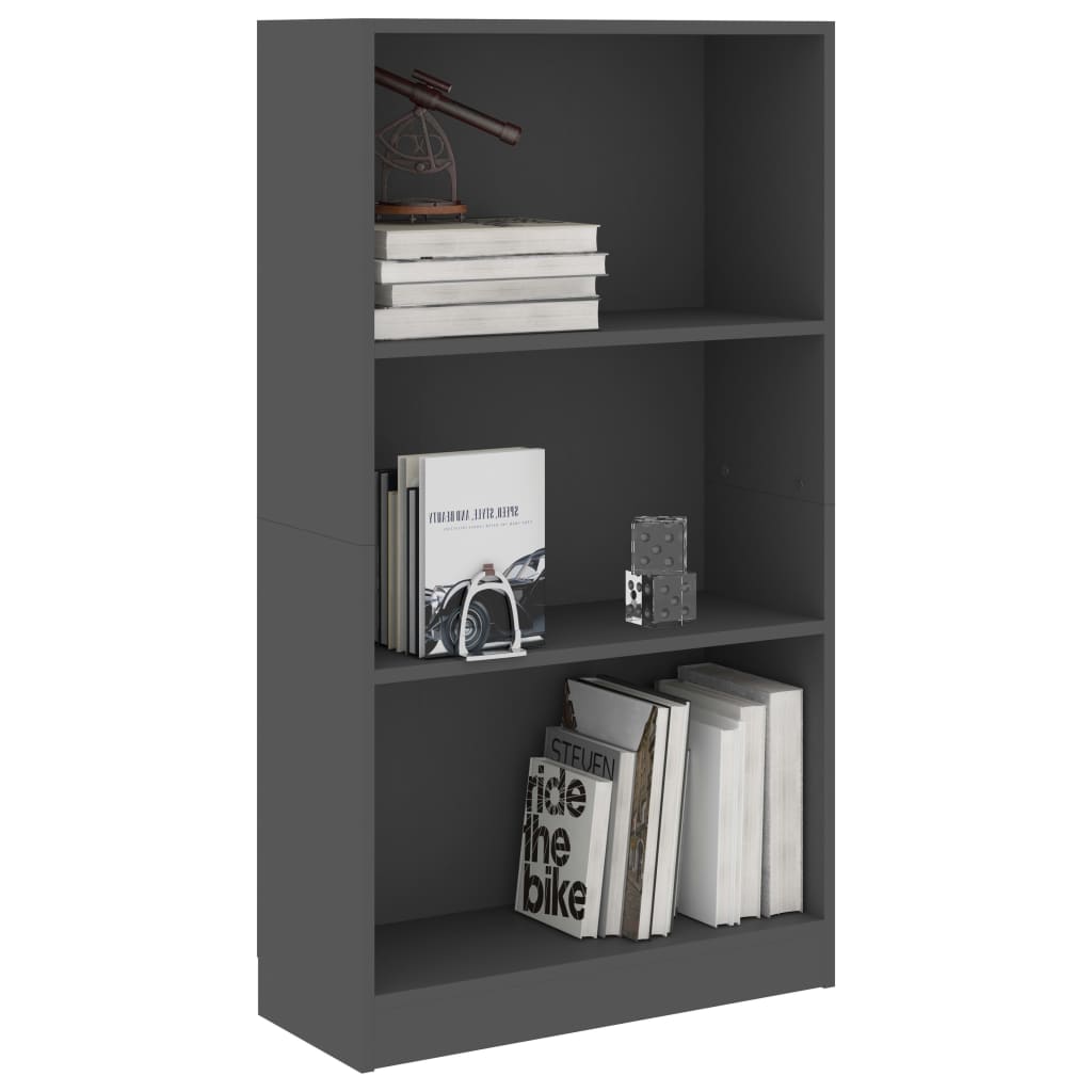 

vidaXL Boekenkast met 3 schappen 60x24x109 cm bewerkt hout grijs
