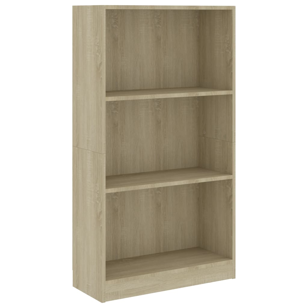 Image of vidaXL 3-Tier Book Cabinet Sonoma Oak 60x24x109 cm Engineered Wood
