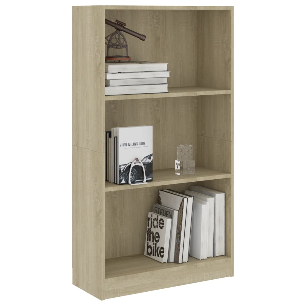 

vidaXL Boekenkast met 3 schappen 60x24x109 cm bewerkt hout sonoma eik