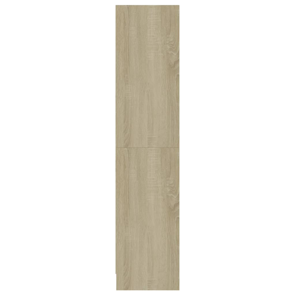 3 szintes sonoma színű szerelt fa könyvszekrény 60x24x109 cm 