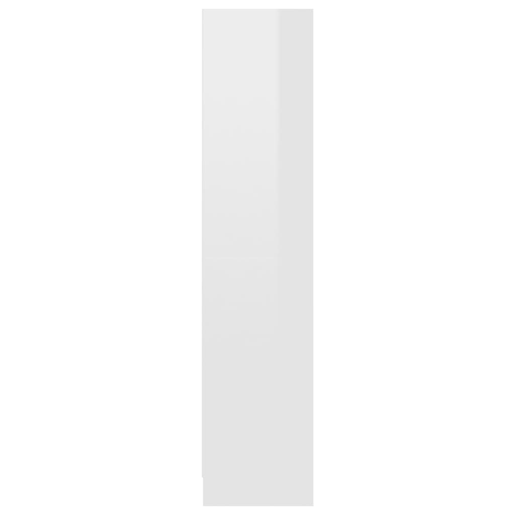 3 szintes fényes fehér szerelt fa könyvszekrény 60x24x109 cm 