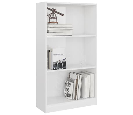 vidaXL Spintelė knygoms, 3 lentynos, balta, 60x24x109cm, mediena