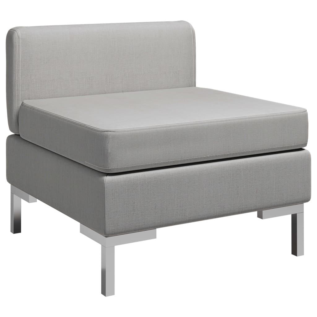 Sectional Middle Sofa with Cushion Fabric Light Grey