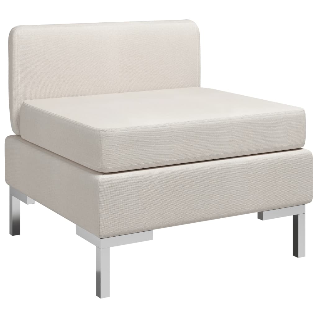 vidaXL Mittelsofa Modular mit Auflage Stoff Cremeweiß