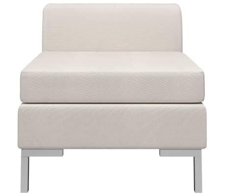 vidaXL Sektorov&aacute; stredov&aacute; pohovka s podložkou kr&eacute;mov&aacute; l&aacute;tkov&aacute;