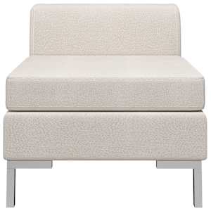 vidaXL Sektorov&aacute; stredov&aacute; pohovka s podložkou kr&eacute;mov&aacute; l&aacute;tkov&aacute;