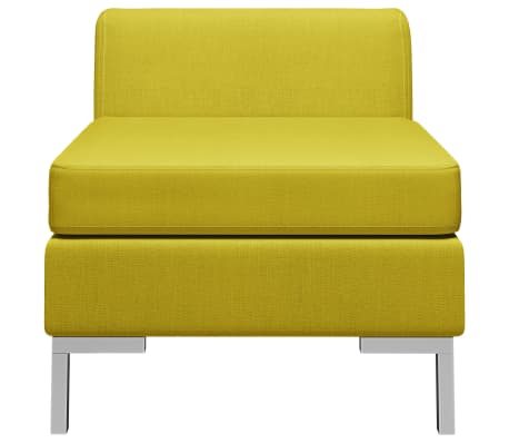 vidaXL Modulinė vidurinė sofos dalis su pagalve, geltona, audinys