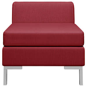 vidaXL Modulinė vidurinė sofos dalis su pagalve, vyno spalvos, audinys