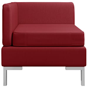 vidaXL Modulinė kampinė sofa su pagalve, vyno spalvos, audinys