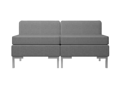 vidaXL Modulinės vidurinės sofos su pagalvėmis, 2vnt., pilkos, audinys