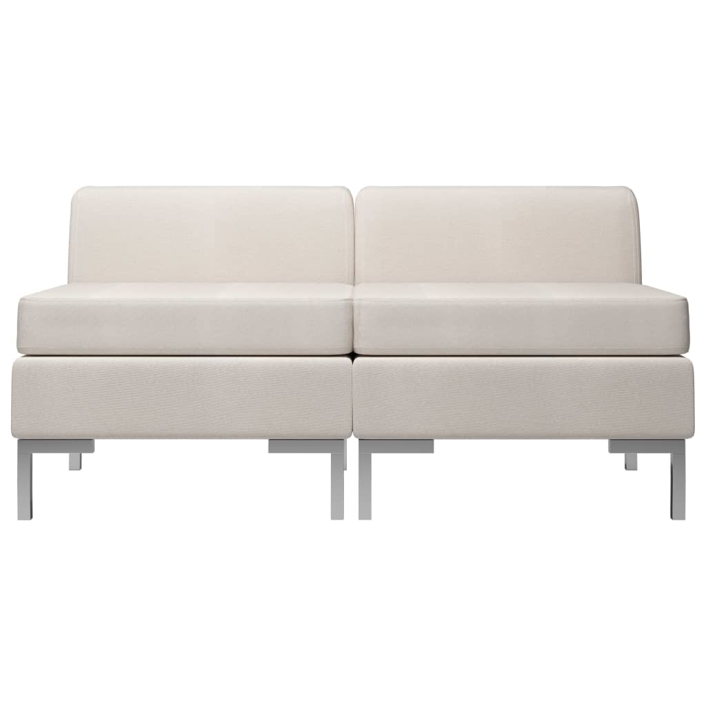 vidaXL Sectional Middle Sofas 2 pcs with Cushions Fabric Cream