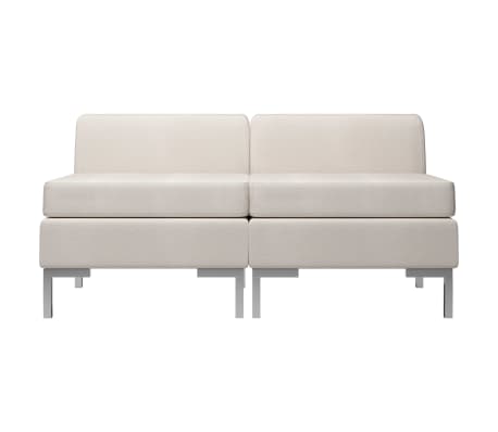 vidaXL Sectional Middle Sofas 2 pcs with Cushions Fabric Cream