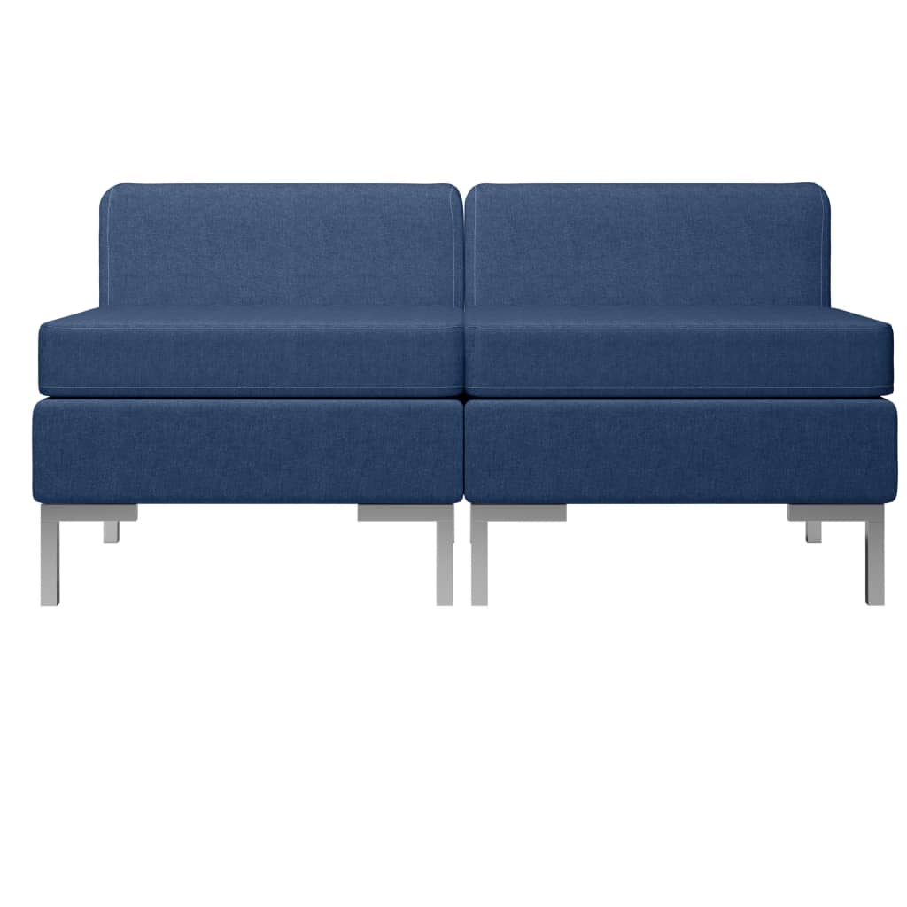 vidaXL Модулни средни дивани с възглавници, 2 бр, текстил, сини