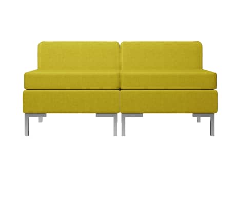 vidaXL Moduły sofy środkowej z poduszkami, 2 szt., tkanina, żółte