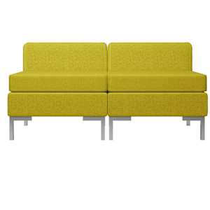 vidaXL Modulinės vidurinės sofos, 2vnt., geltonos, audinys