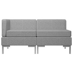 vidaXL Modulinė kampinė ir vidurinė sofa su pagalvėmis, pilka, audinys
