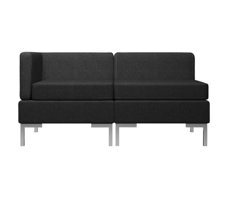 vidaXL Sofos komplektas, 2 dalių, juodos spalvos, audinys