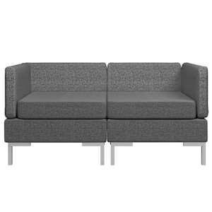 vidaXL Modulinės kampinės sofos su pagalvėmis, 2vnt., pilkos, audinys