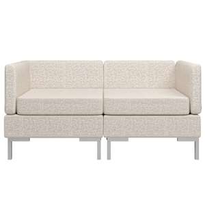 vidaXL Modulinės kampinės sofos su pagalvėmis, 2vnt., kreminė, audinys