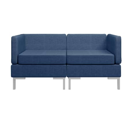 vidaXL Moduły sofy narożnej z poduszkami, 2 szt., tkanina, niebieskie