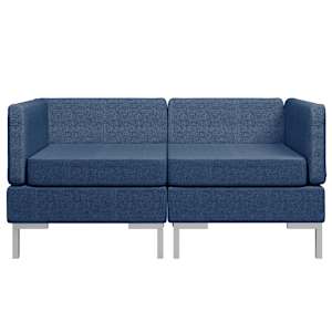 vidaXL Modulinės kampinės sofos su pagalvėmis, 2vnt., mėlynos, audinys