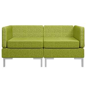 vidaXL Modulinės kampinės sofos su pagalvėmis, 2vnt., žalios, audinys