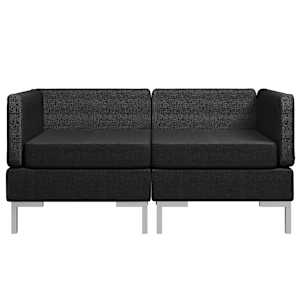 vidaXL Modulinės kampinės sofos su pagalvėmis, 2vnt., juodos, audinys