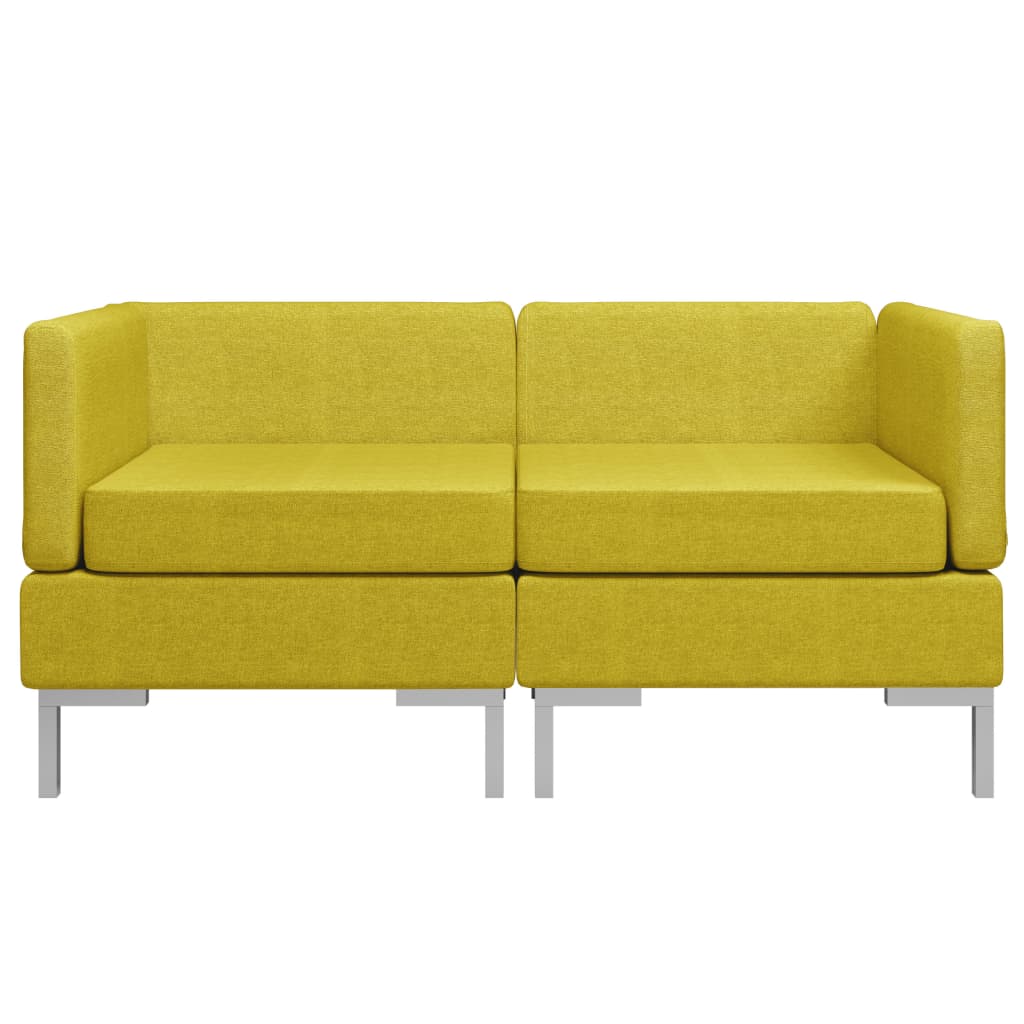 vidaXL Модулни ъглови дивани с възглавници, 2 бр, текстил, жълти