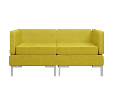 vidaXL Модулни ъглови дивани с възглавници, 2 бр, текстил, жълти