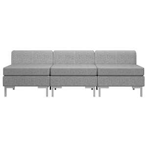vidaXL Modulinės vidurinės sofos su pagalvėmis, 3vnt., pilkos, audinys