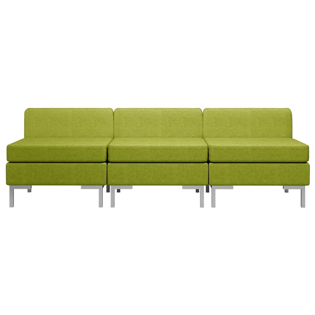 vidaXL Modular-Mittelsofas 3 Stk. mit Auflagen Stoff Grün