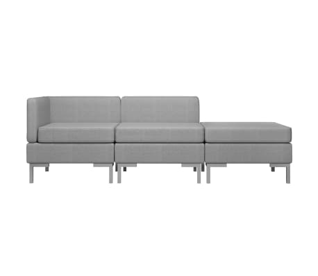 vidaXL 3 Piece Sofa Set Fabric Light Grey