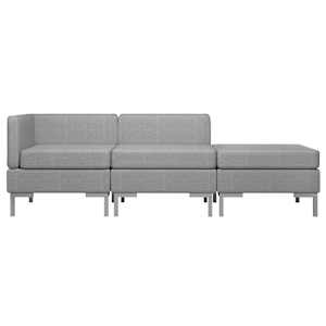 vidaXL Sofos komplektas, 3 dalių, &scaron;viesiai pilkos spalvos, audinys