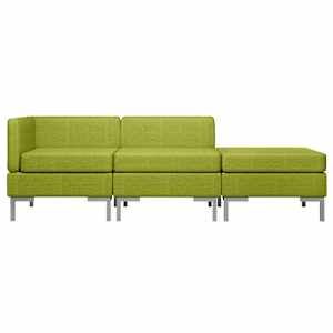 vidaXL Sofos komplektas, 3 dalių, žalios spalvos, audinys