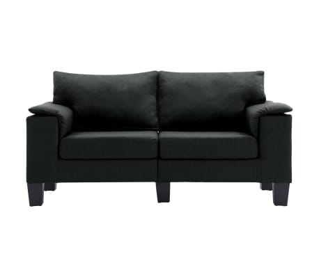 vidaXL 2-местен диван, черен, текстил