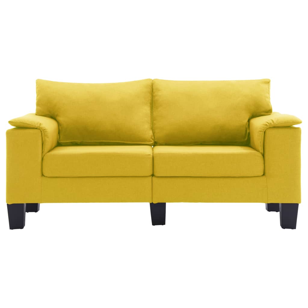 vidaXL 2-местен диван, жълт, текстил