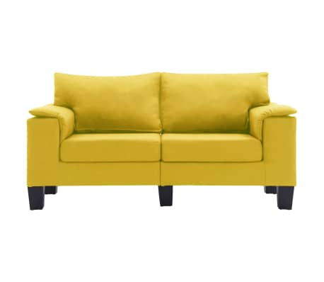 vidaXL Dvivietė sofa, geltonos spalvos, audinys