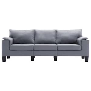 vidaXL Trivietė sofa, &scaron;viesiai pilkos spalvos, audinys