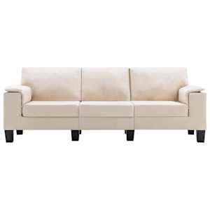 vidaXL 3-Sitzer-Sofa Cremewei&szlig; Stoff