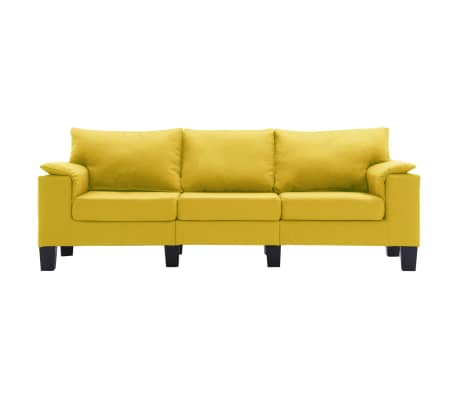 vidaXL trīsvietīgs dīvāns, dzeltens audums