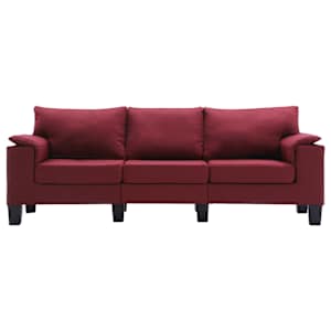 vidaXL Trivietė sofa, raudonojo vyno spalvos, audinys