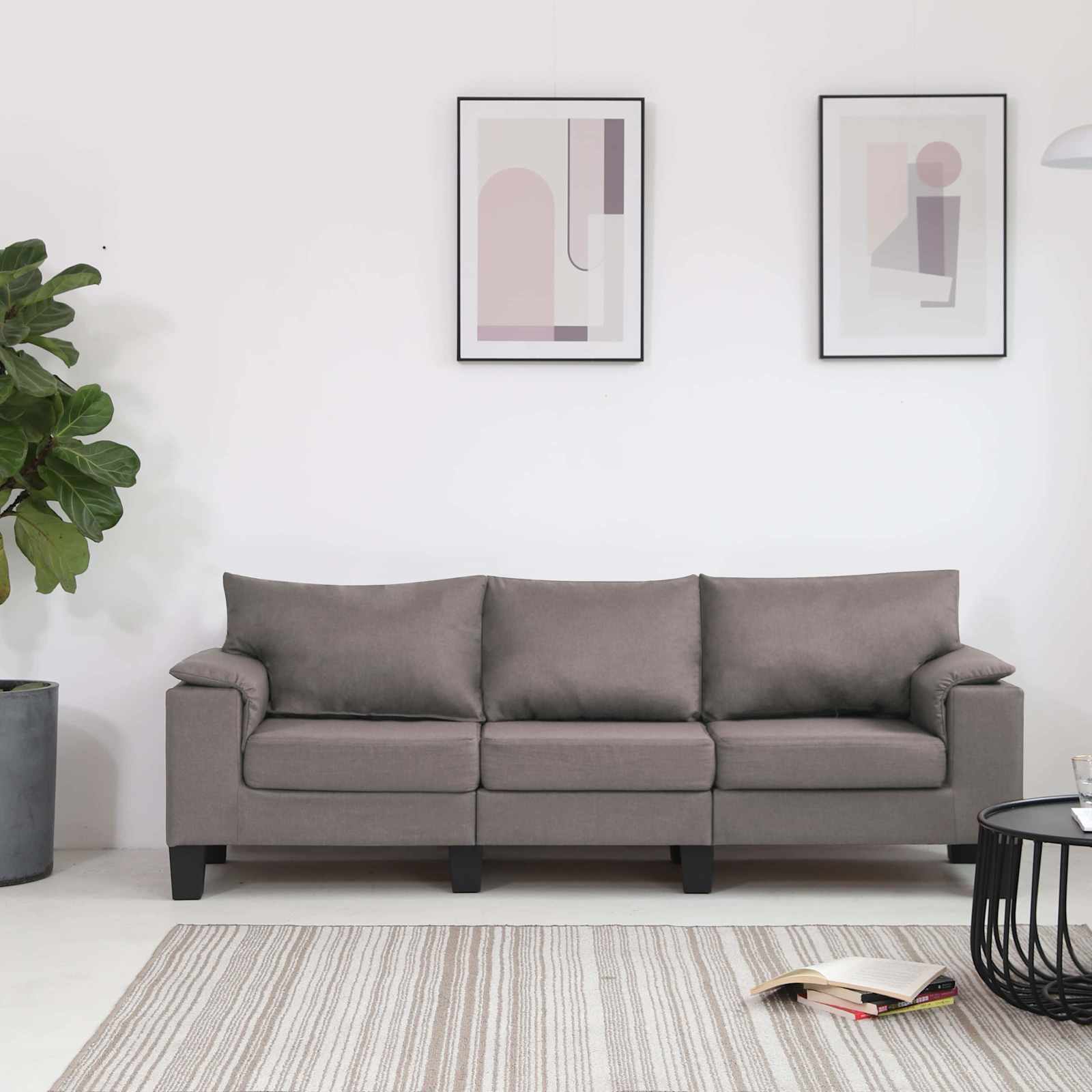 vidaXL Sofa Taupe 3-Sitzer Stoff
