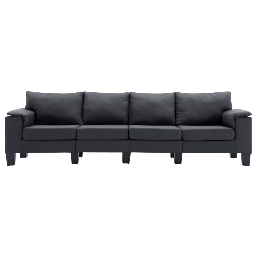 vidaXL Keturvietė sofa, tamsiai pilkos spalvos, audinys