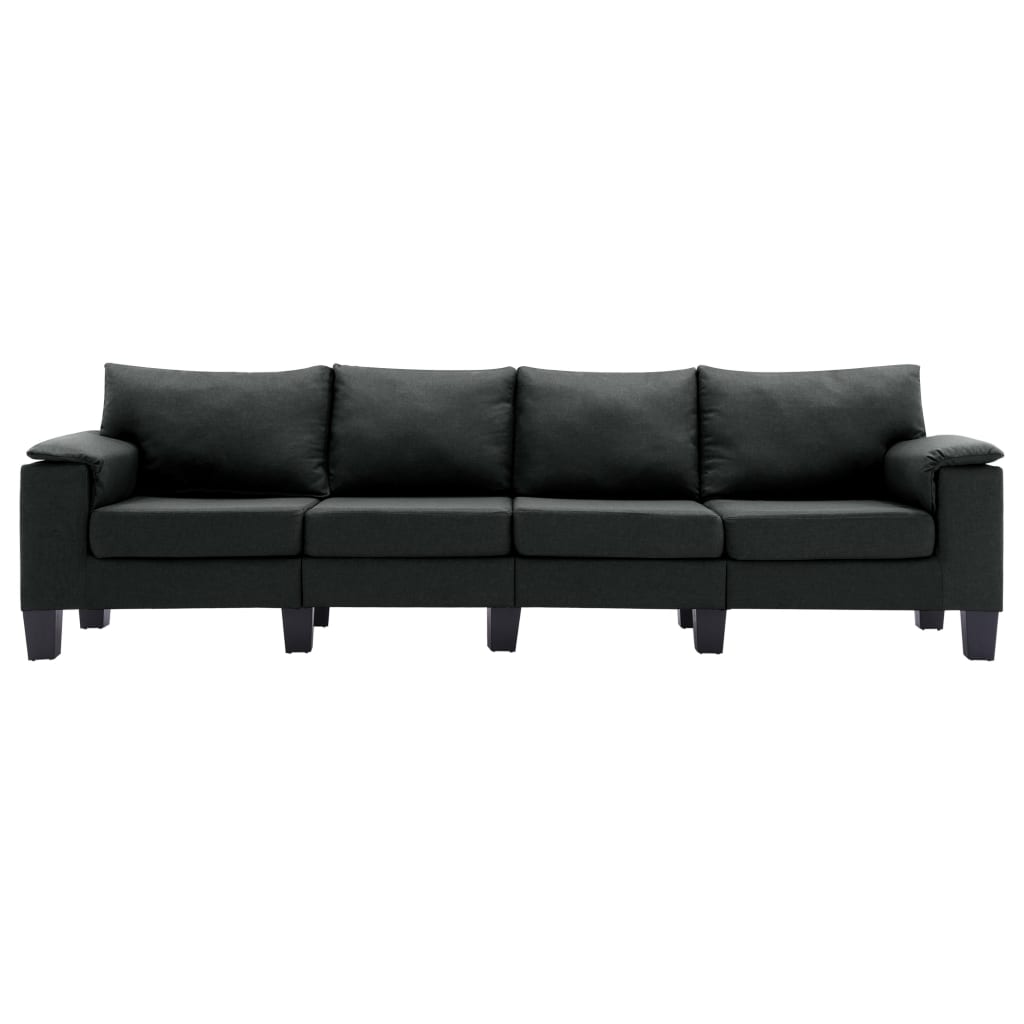 vidaXL 4-местен диван, черен, текстил