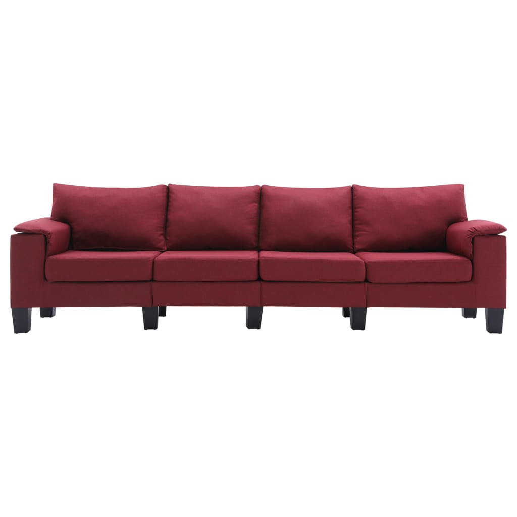 vidaXL Keturvietė sofa, raudonojo vyno spalvos, audinys