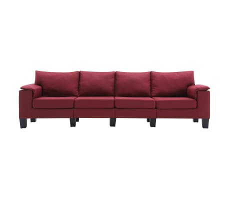 vidaXL Keturvietė sofa, raudonojo vyno spalvos, audinys