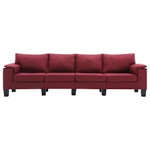 vidaXL Keturvietė sofa, raudonojo vyno spalvos, audinys